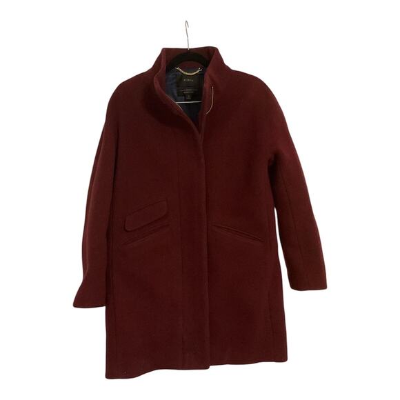 J. Crew Cocoon Coat Italian Stadium Nello Gori 10 Wool Maroon - Picture 2 of 5